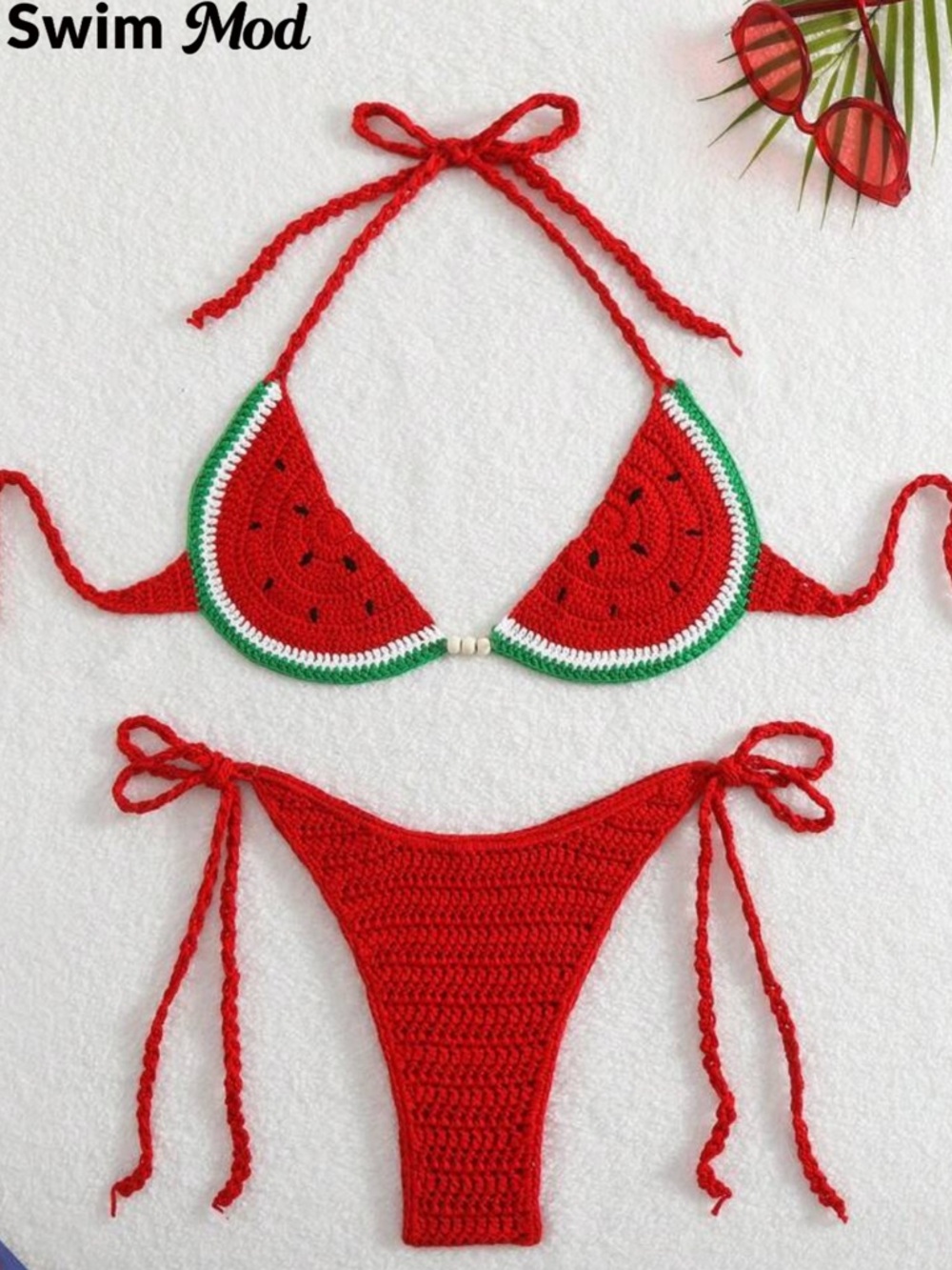 SHEIN Watermelon Crochet Tie Bikini 12/XL